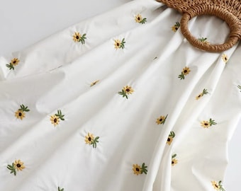 Floral Cotton Fabric,Dress Fabric,Floral Fabric,Embroidered Flower Fabric,Soft Fabric,Summer Dress Fabric,Fabric By 1/2 Yard,Cotton Fabric