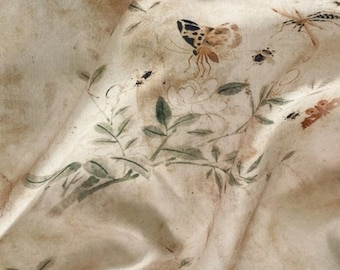 Tela de algodón de seda de flores, tela de diseñador, tela de flores, tela de algodón de seda, tela impresa, tela suave, tela de vestido de verano, tela cortada a medida