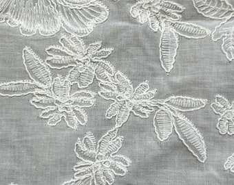 Tela de algodón con flores, tela para almohadas, tela blanca, tela de flores, tela de algodón, tela bordada, tela suave, tela para vestidos, tela por 1/2 yarda