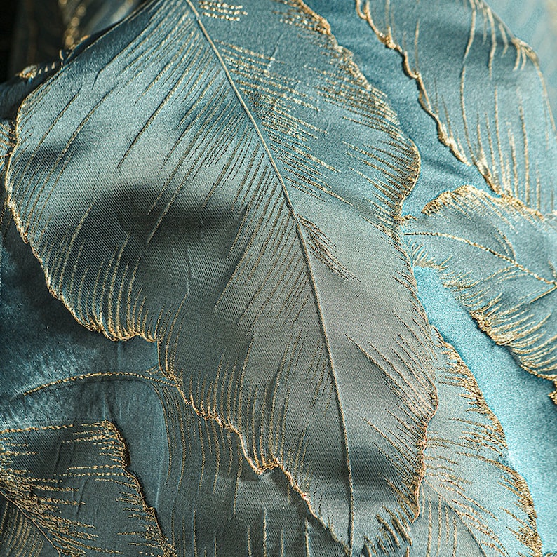 Bladliknande jacquardtyg, designertyg, blommigt tyg, vintagetyg, mjukt tyg, sommarklänningstyg, tyg på 1/2 yard, jacquardtyg bild 5