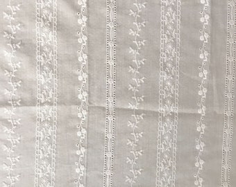 Flower Cotton Fabric,Wedding Cotton Fabric,Embroidered Fabric,White Wedding Fabric,Bridal Dress Fabric,Bridal Fabric,Fabric By 1/2 Yard