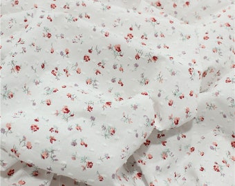 Tela de algodón con flores, tela para almohadas, tela blanca, tela de flores, tela de algodón, tela para acolchado, tela suave, tela para vestidos, tela por 1/2 yarda