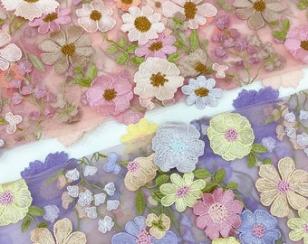 Floral Lace Fabric,Daisy Tulle Fabric,Embroidered Lace Fabric,Daisy Lace Fabric,Daisy Dress Fabric,Daisy Fabric,Fabric By Yard,Floral Fabric