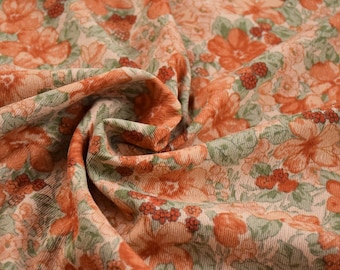 Flower Corduroy Fabric,Designer Fabric,Vintage Fabric,Corduroy Fabric,Printed Fabric,Soft Fabric,Summer Dress Fabric,Fabric By The Yard