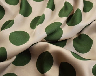 Dot Satin Fabric,Designer Fabric,Green Fabric,Dot Fabric,Satin Fabric,Printed Fabric,Soft Fabric,Summer Dress Fabric,Fabric By 1/2 Yard