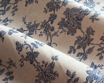 Flower Cotton Linen Fabric,Pillow Fabric,Blue Fabric,Cotton Linen Fabric,Printed Fabric,Soft Fabric,Dress Fabric,Fabric By The Yard