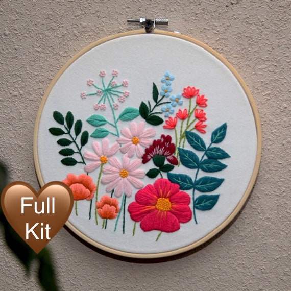 Flower Meadow, DIY Embroidery, Children's Embroidery Kit, Learn to Embroider  Kit 