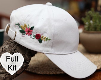 Kit borduurhoed: knutselen met bloemenpatroon voor beginners