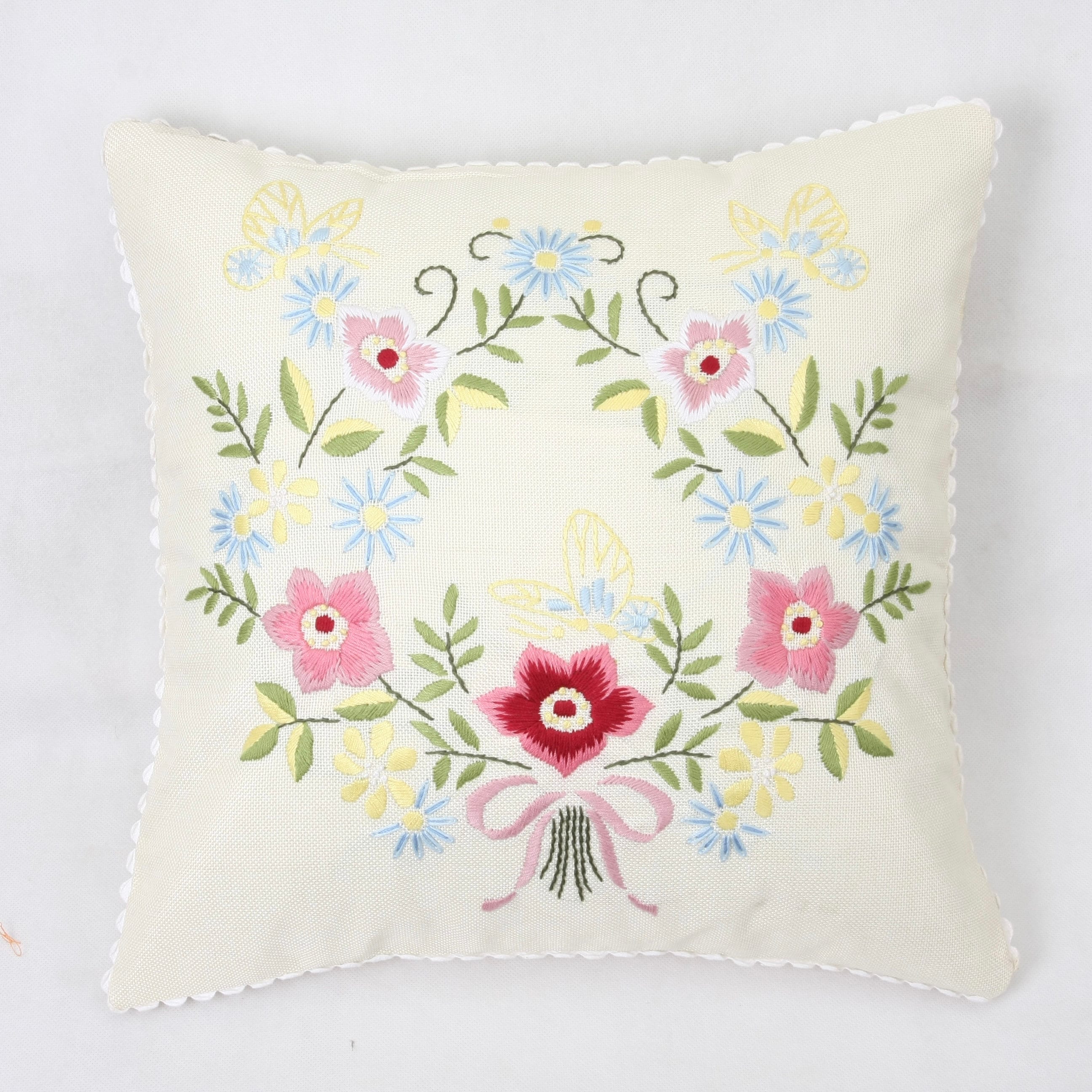 Cushion Cover Embroidery Kit 45cm Pillow Case Floral Etsy