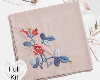 Borduurpakket zakdoek bloemen: knutselen voor beginners