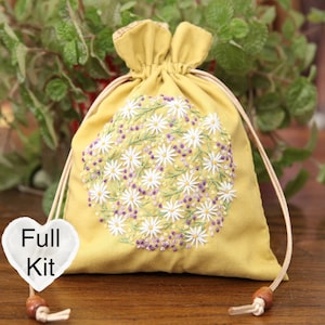 花刺繍ギフトバッグキット：初心者向けDIY縫製プロジェクト
