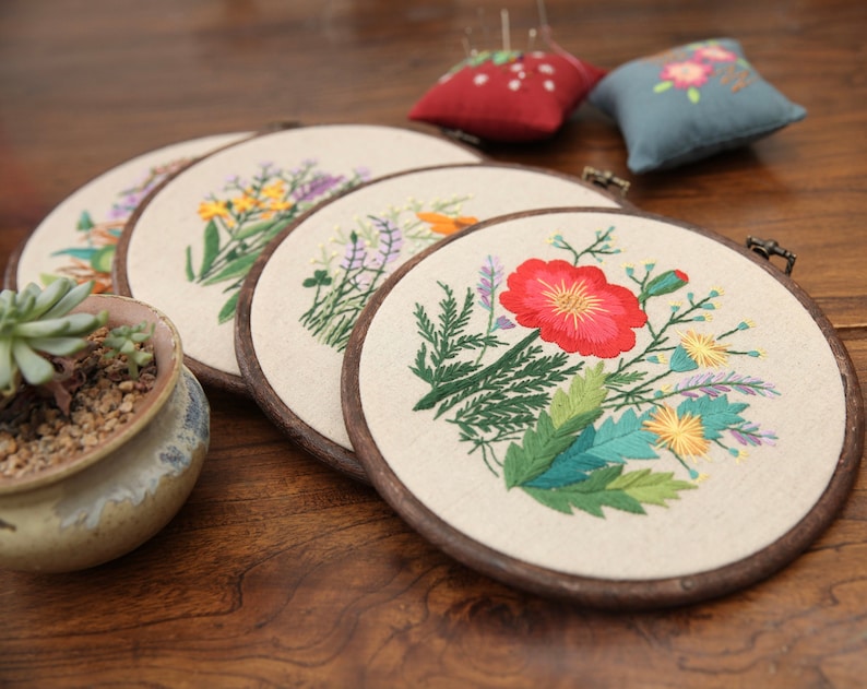 Meadow Embroidery Kit Wildflowers Cross Stitch Pattern Hand Etsy