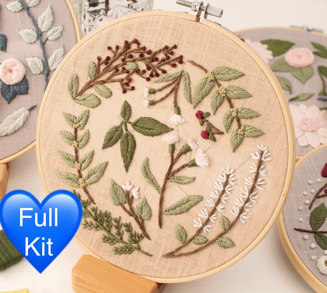 Wild Plants Embroidery Kit Beginner Embroidery Full Kit Floral Etsy
