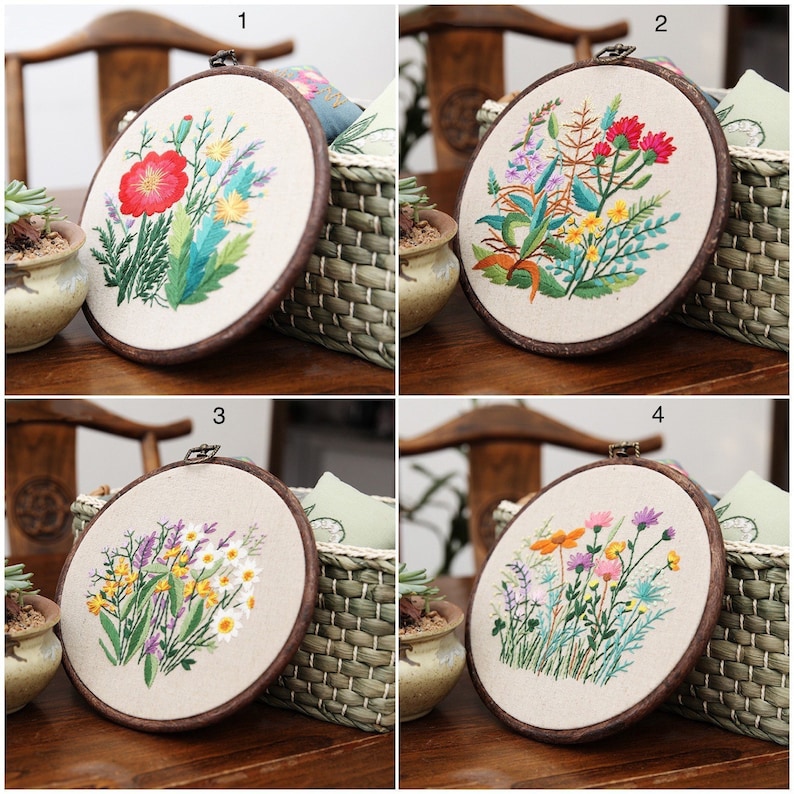 Meadow Embroidery Kit Wildflowers Cross Stitch Pattern Hand Etsy