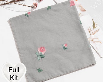 Borduurpakket zakdoek bloemen: knutselen voor beginners