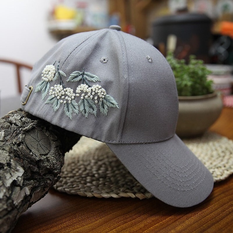 刺繍帽子フルキット：ヴィンテージ花柄DIYクラフト 画像 5