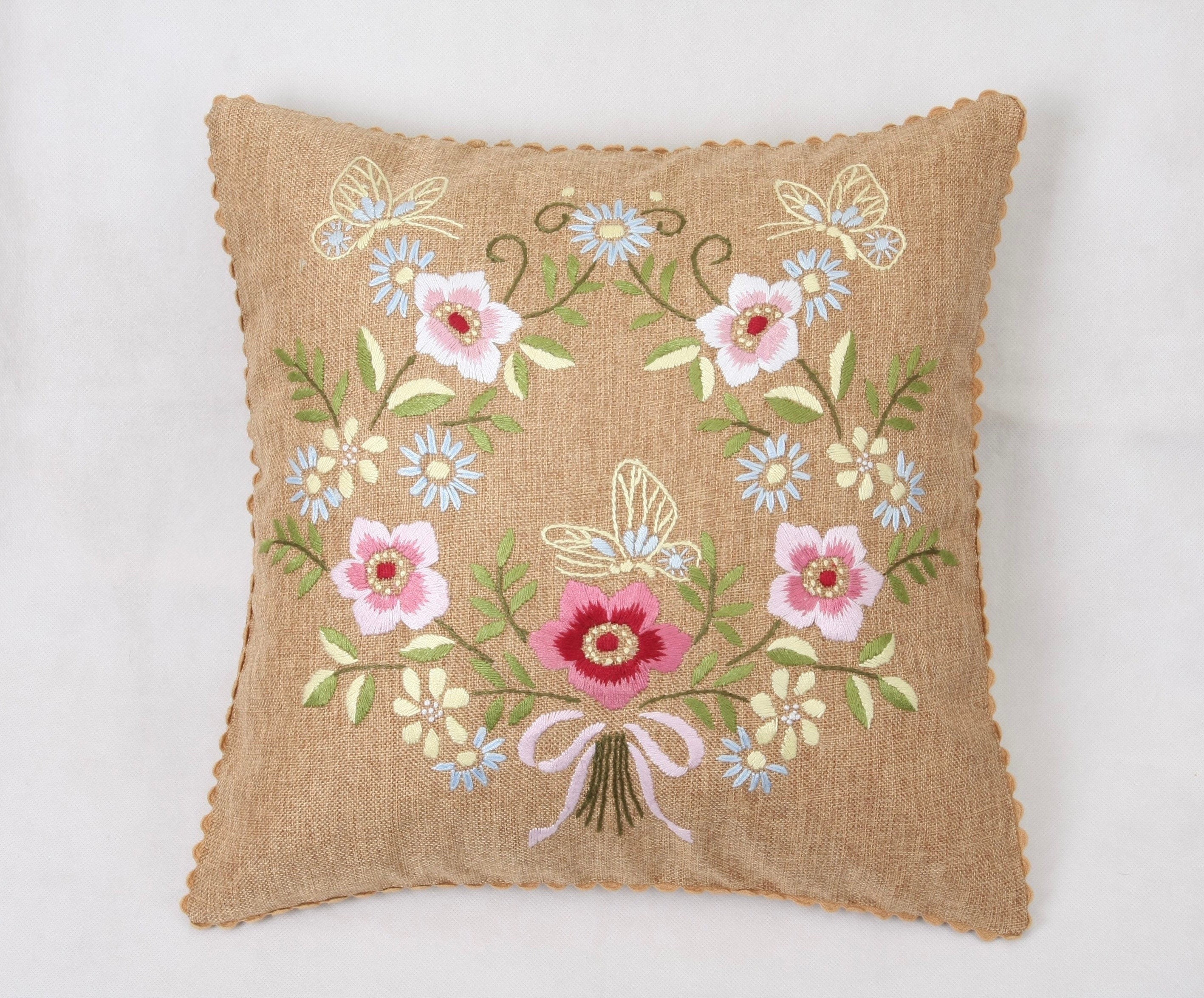 Cushion Cover Embroidery Kit 45cm Pillow Case Floral Etsy