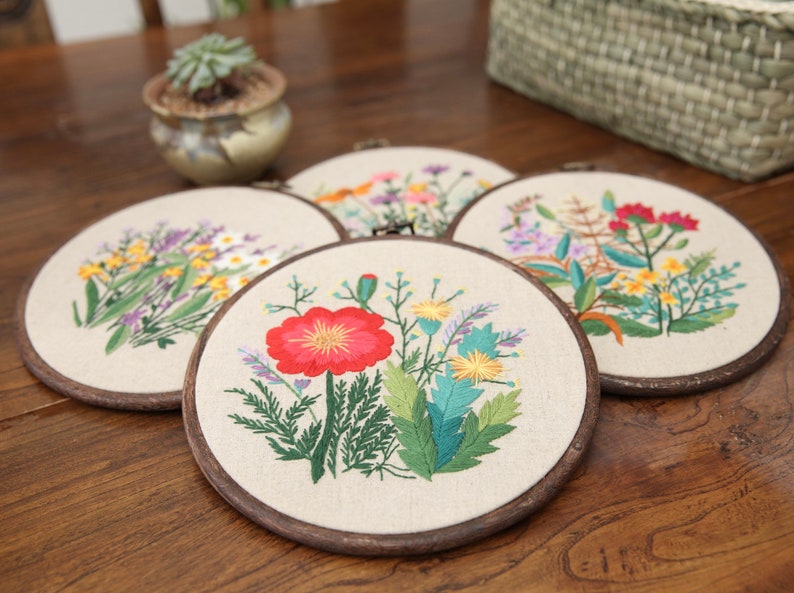 Meadow Embroidery Kit Wildflowers Cross Stitch Pattern Hand Etsy