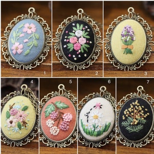 Embroidery necklace kit embroidery kit for beginner cross stitch vintage floral pattern needlepoint hoop personalized diy craft kit image 10