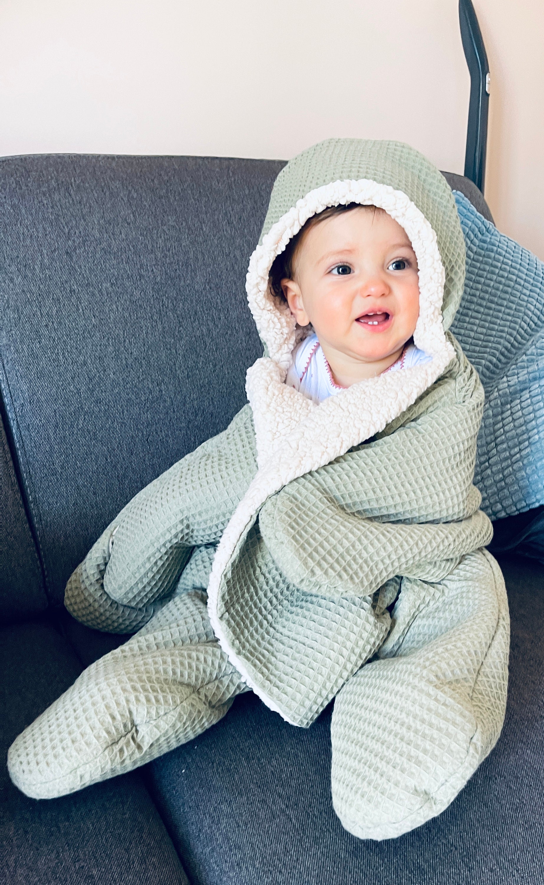 Baby Warm Winter Jumpsuit, Faux Fur Hooded, Removable Builtin Mittens