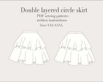 Double Layered Half Circle Skirt PDF Sewing Pattern Sizes XXS XXXL Etsy