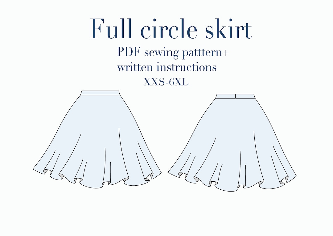 Full circle skirt PDF sewing pattern sizes XXS-6XL