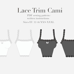 Lace Trim Cami PDF Sewing Pattern, Sizes XXS-XXXL