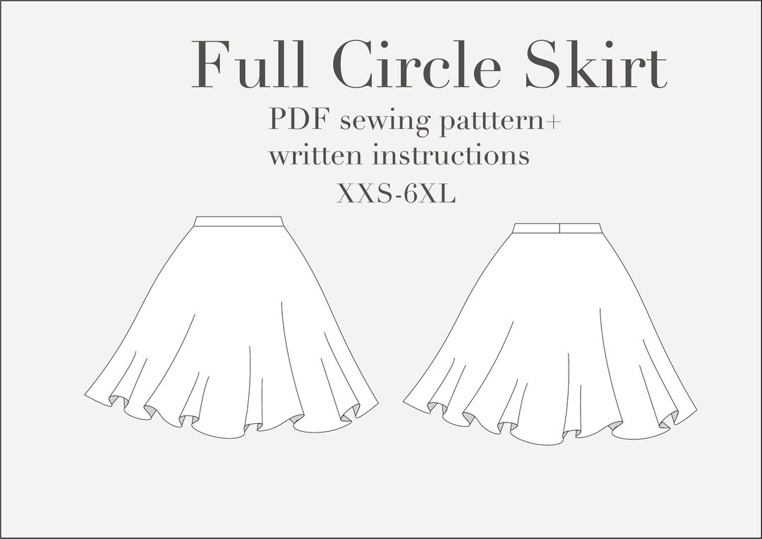 Full Circle Skirt PDF Sewing Pattern Sizes XXS-6XL - Etsy