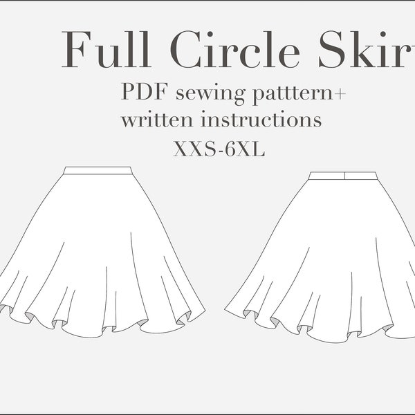 Full circle skirt PDF sewing pattern sizes XXS-6XL