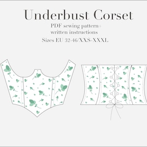 Underbust Corset PDF Sewing Pattern Sizes XXS-XXXL