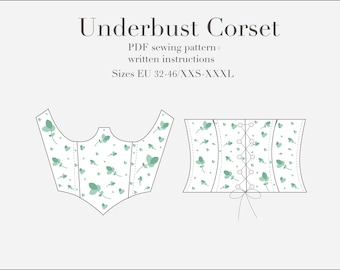 Corsé debajo del pecho PDF Patrón de costura Tallas XXS-XXXL