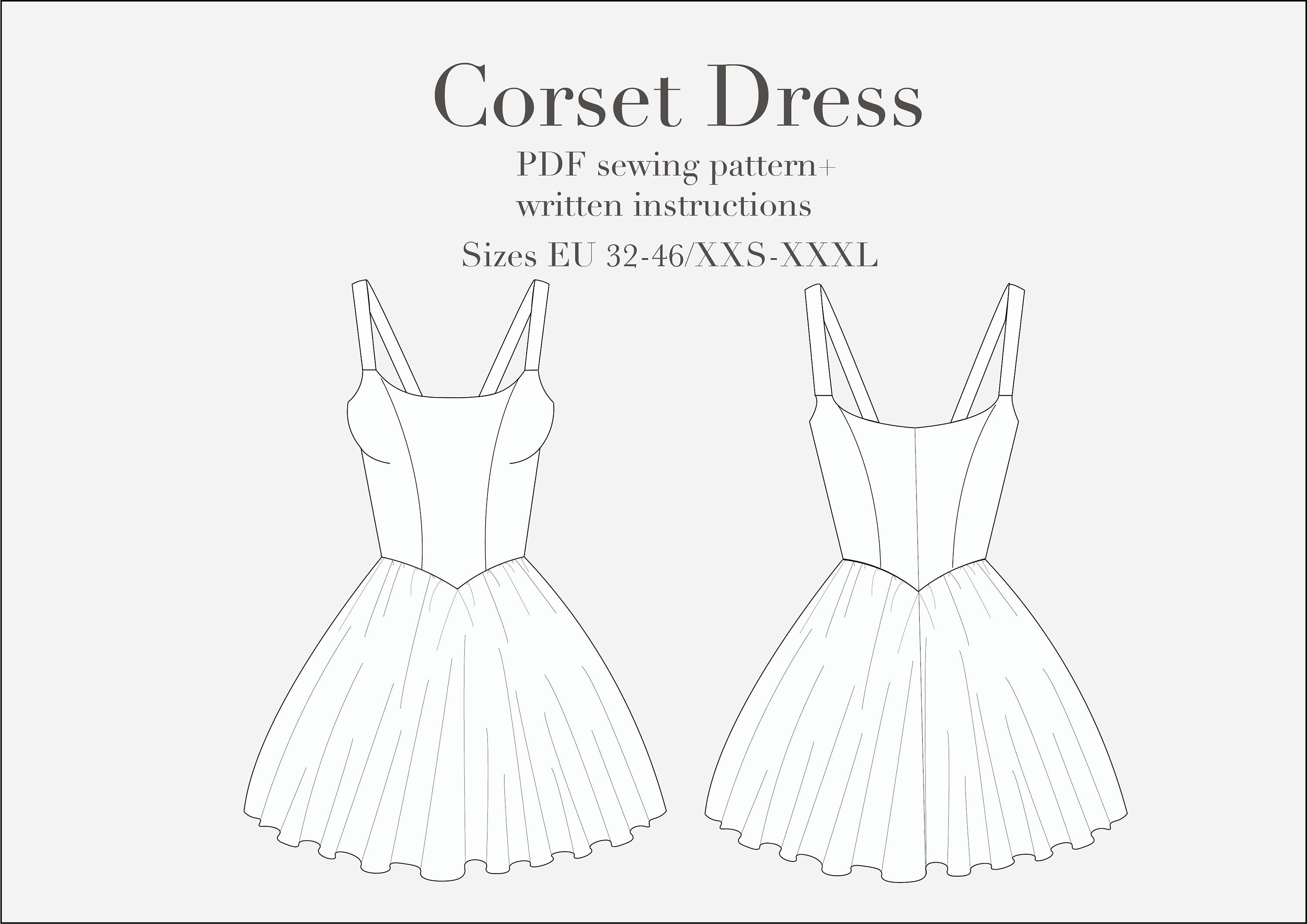 REWORKED Soft Cup Bustier Dress With Underwires EU 32-52 US 0-20 Instant  Download A4 Pdf Sewing Pattern Rose Cafe Bustier Dress 