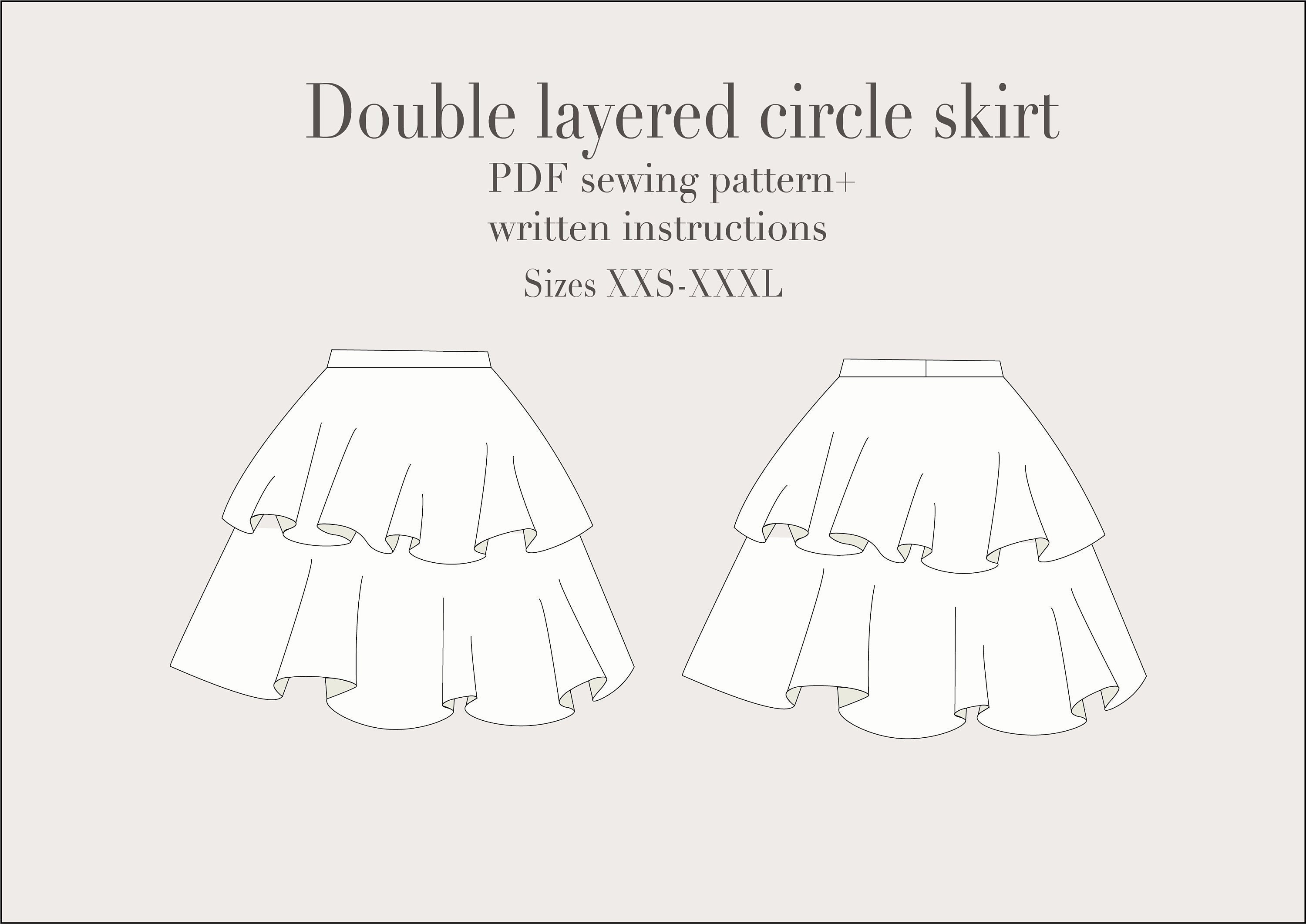 Double Layered Half Circle Skirt PDF Sewing Pattern Sizes XXS-XXXL - Etsy