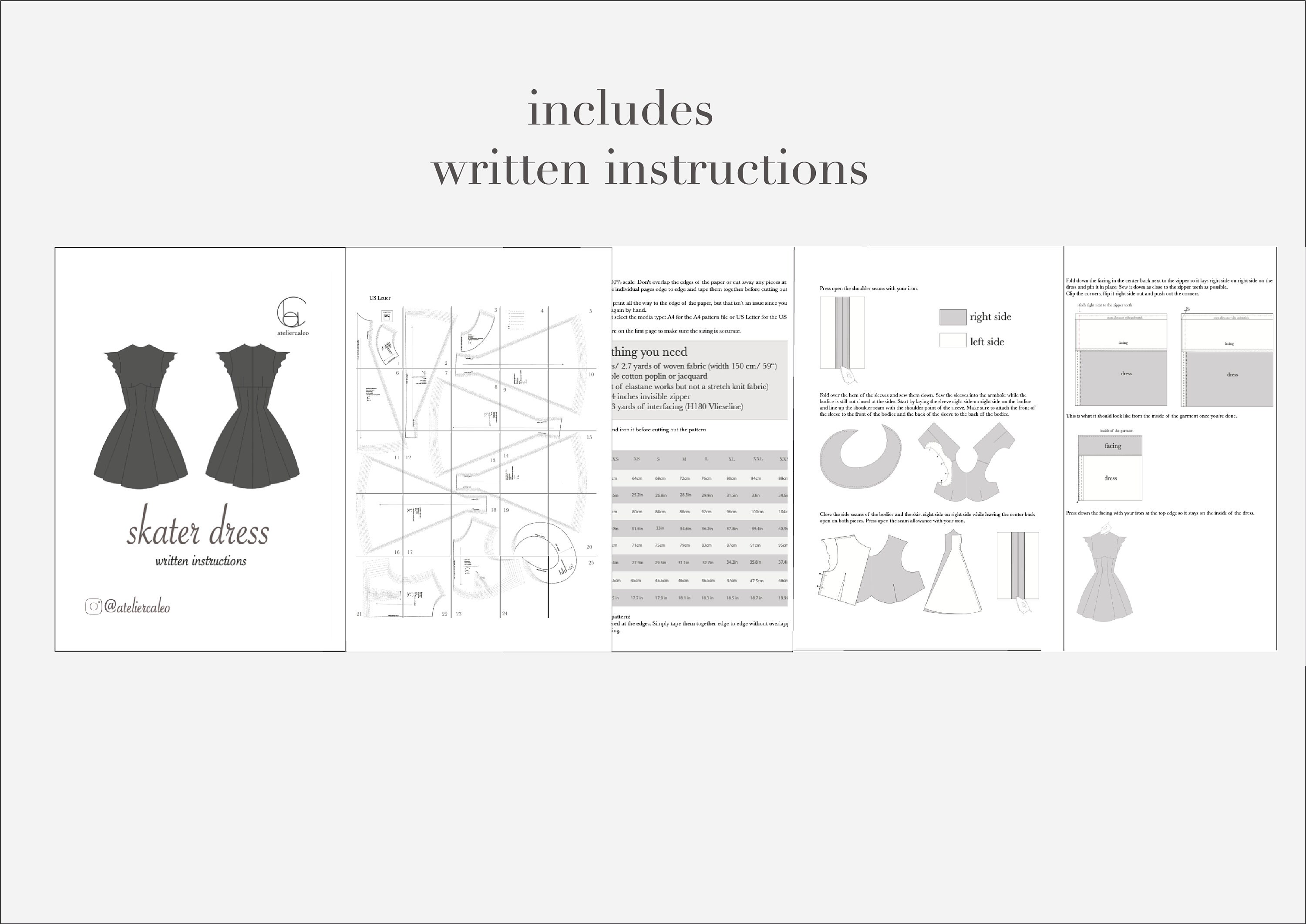 Skater Dress PDF Sewing Pattern, Sizes XXSXXXL Etsy