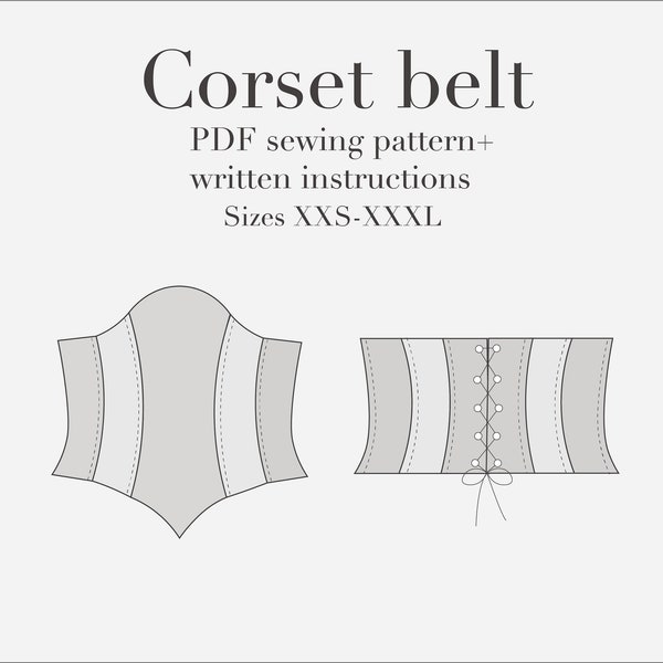 Patron de couture PDF ceinture corset 32-46/XXS-XXXL