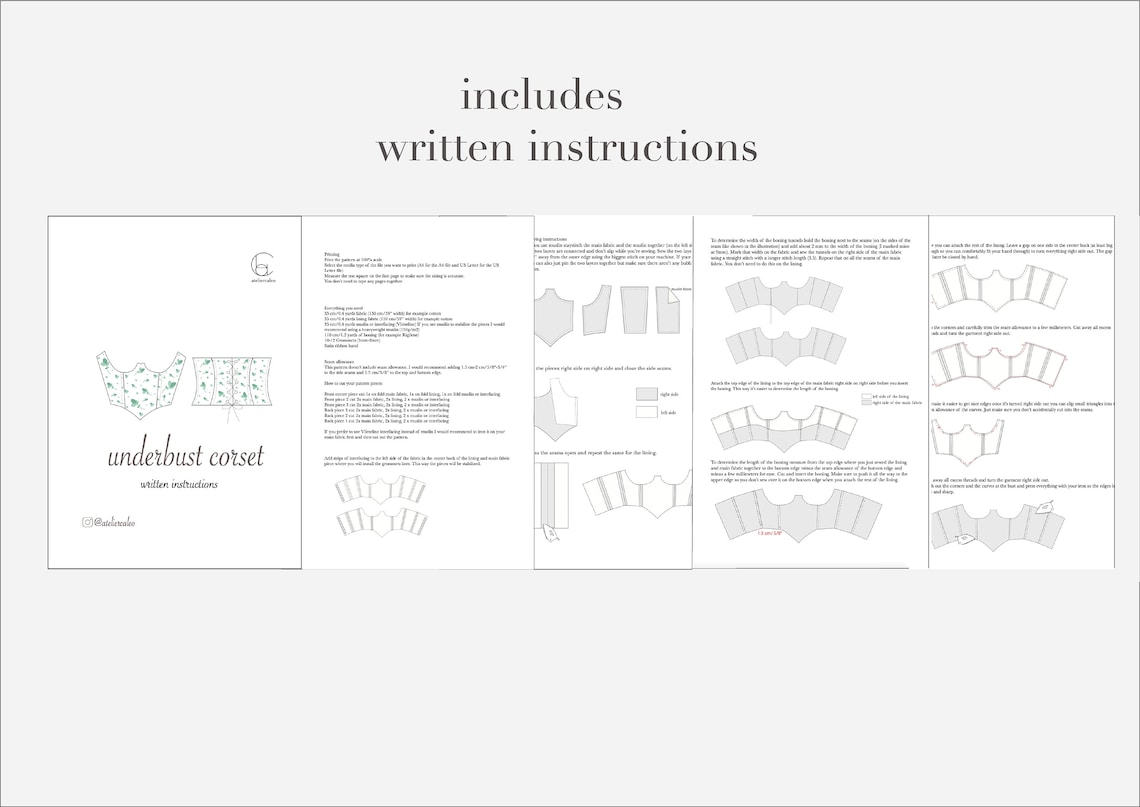 Underbust Corset PDF Sewing Pattern Sizes XXS-XXXL - Etsy