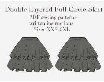 Jupe circulaire double épaisseur Patron de couture PDF tailles XXS-6XL