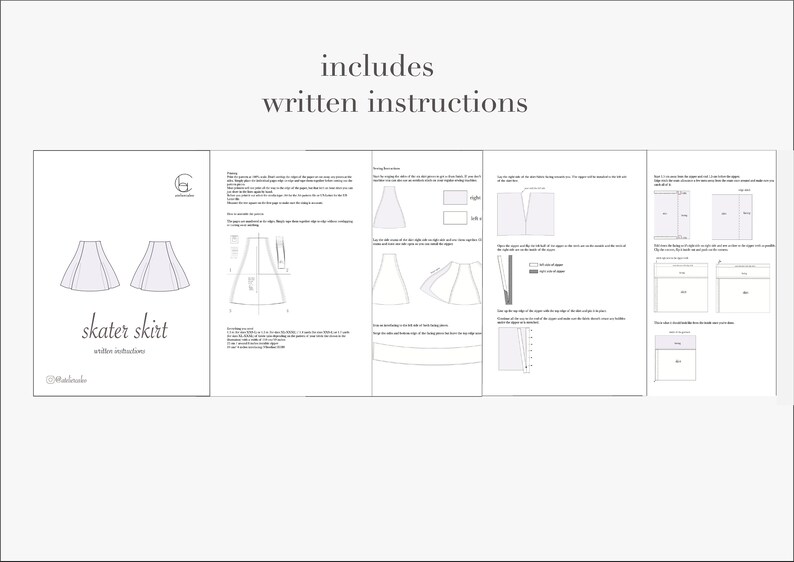 Skater Skirt PDF Sewing Pattern Sizes XXSXXXL Etsy