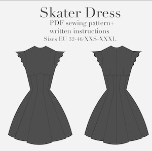 Skater Dress PDF Sewing Pattern, Sizes XXS-XXXL