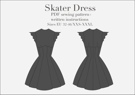 Skater Dress PDF Sewing Pattern, Sizes XXS-XXXL - Etsy Skater Dress PDF Sewing Pattern, Sizes XXS-XXXL - Etsy
