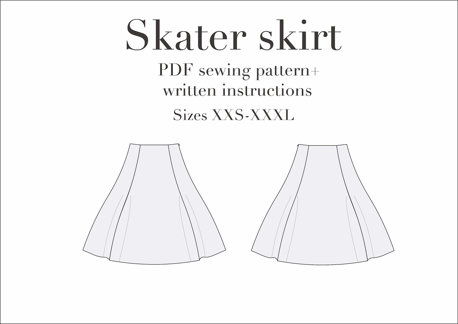 Skater Skirt PDF Sewing Pattern Sizes XXSXXXL Etsy