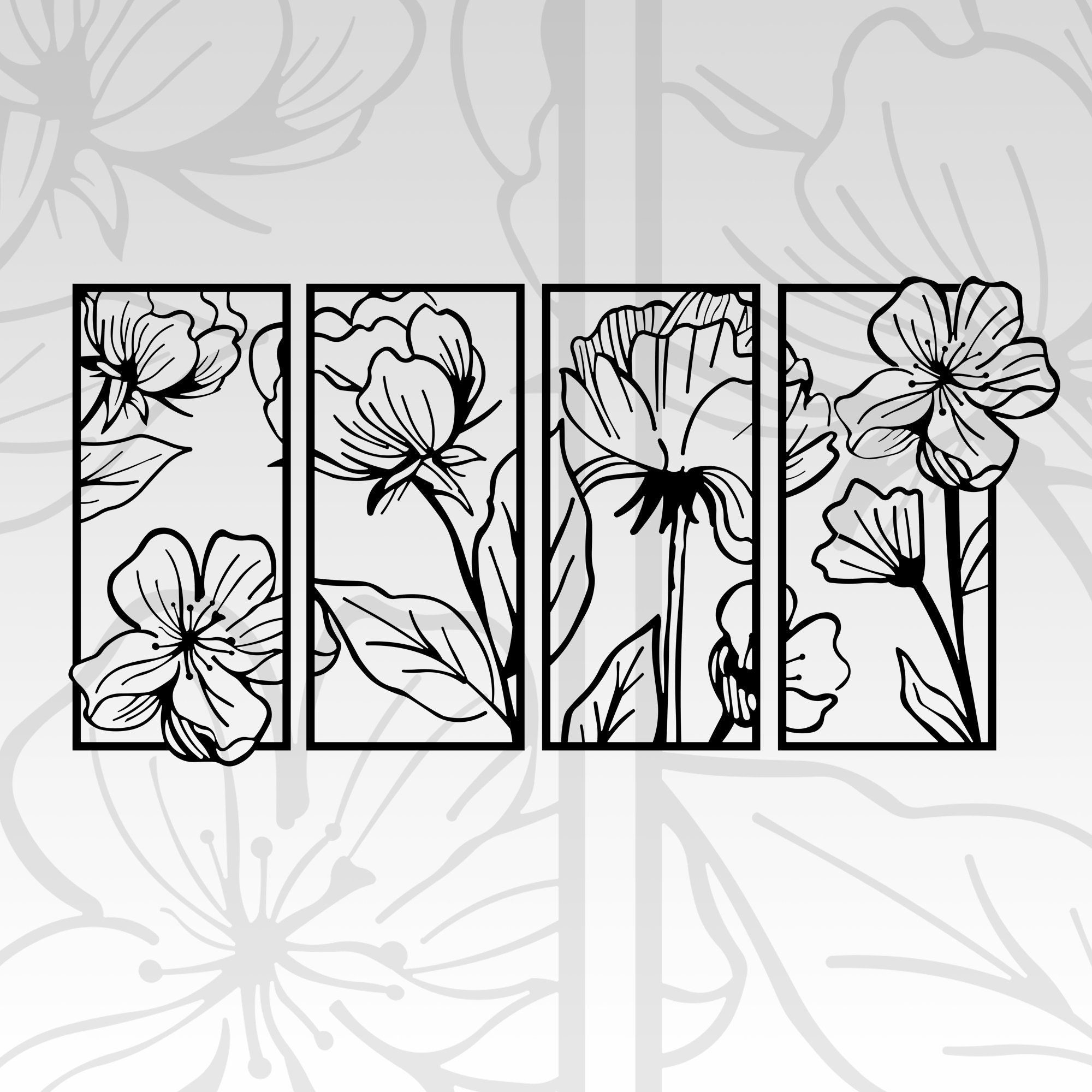 Poppies Flower Metal Wall Art 4 Piece Floral Wall Decor Etsy