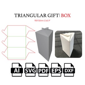 Triangle Gift Box,Template SVG, Gift Box SVG, Party Favor Box , Wedding Favor, Box Vector svg,pdf,Product Box,For Cutting Machine