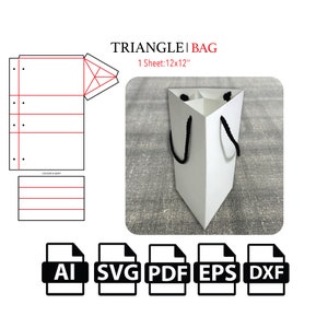 Triangle Handle Bag,Triangular Bag,Shopping Bag,Grocery Bag,Paper Bag Template SVG, Cut File Box SVG, Box Vector svg,pdf,For Cutting Machine