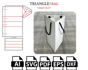 Triangle Handle Bag,Triangular Bag,Shopping Bag,Grocery Bag,Paper Bag Template SVG, Cut File Box SVG, Box Vector svg,pdf,For Cutting Machine