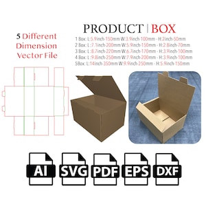 Caixa de produto com bloqueio duplo, arquivo de modelo, modelo SVG, caixa de arquivo de corte SVG, caixa de embalagem SVG, caixa vetorial svg, pdf, para máquina de corte