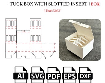 Tuck Box with slotted insert,Gift Box, Product Box,Cut File Box SVG,SVG, Box Vector svg,pdf,For Cutting Machine