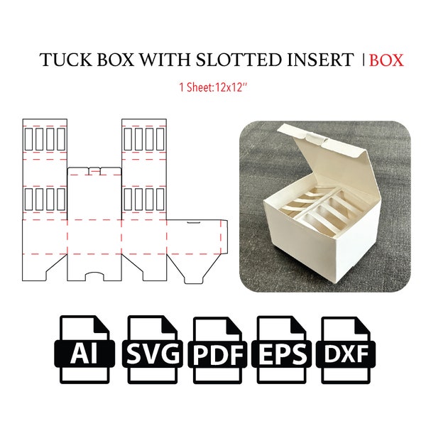 Tuck Box with slotted insert,Gift Box, Product Box,Cut File Box SVG,SVG, Box Vector svg,pdf,For Cutting Machine