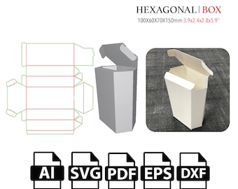 Sechseckige Box, Sechseck-Box, Sechseck-Geschenk-Box, Produktbox, Vorlage SVG, Schnittdateibox SVG, Box-Vektorgrafiken svg,pdf, Produktbox für Schneidemaschine
