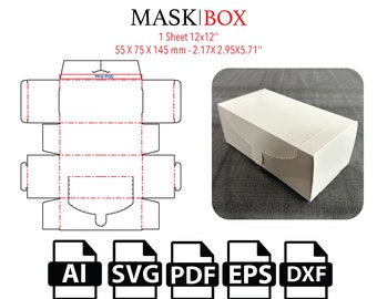 Mask Box with Perforation,SVG, Cut File Box SVG, Packaging Box SVG, Box Vector svg,pdf
